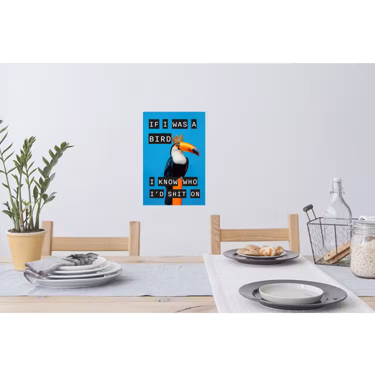 Vogel - Toekan - Blauw - Quotes Muursticker klein -eettafel