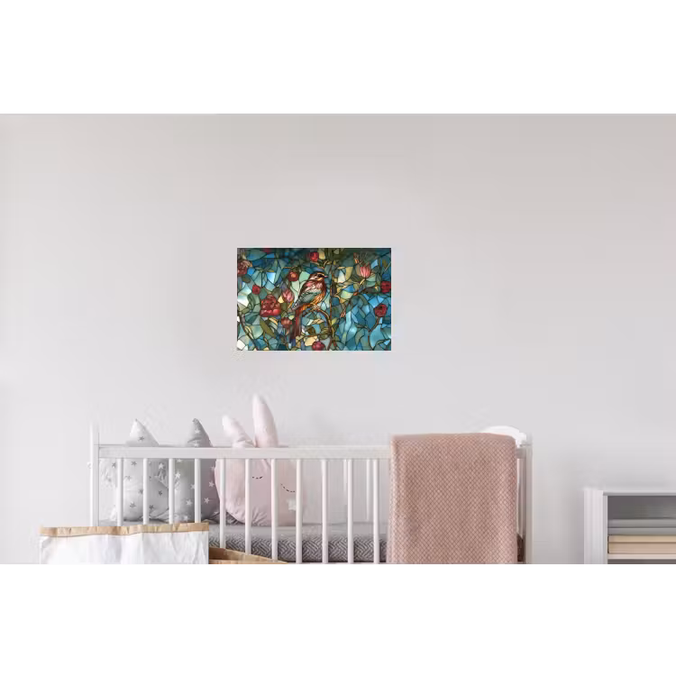 Vogel - Tak - Rozen - Mozaïek Muursticker klein -kinderkamer