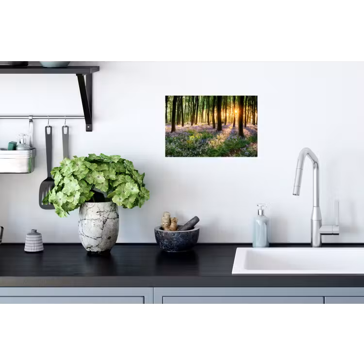 Bos - Bloemen - Lavendel - Zon Muursticker klein -keuken