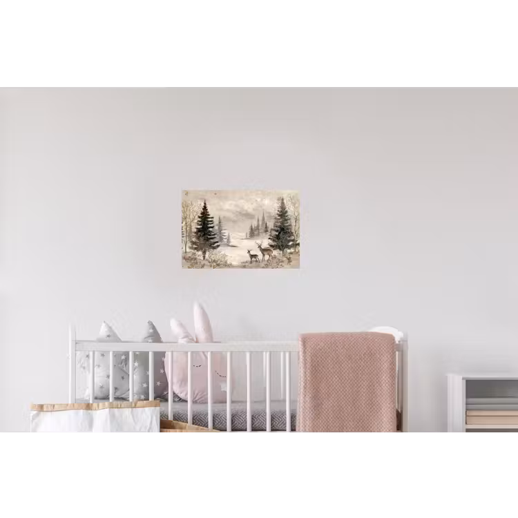 Bos - Herten - Winter - Sneeuw Muursticker klein -kinderkamer
