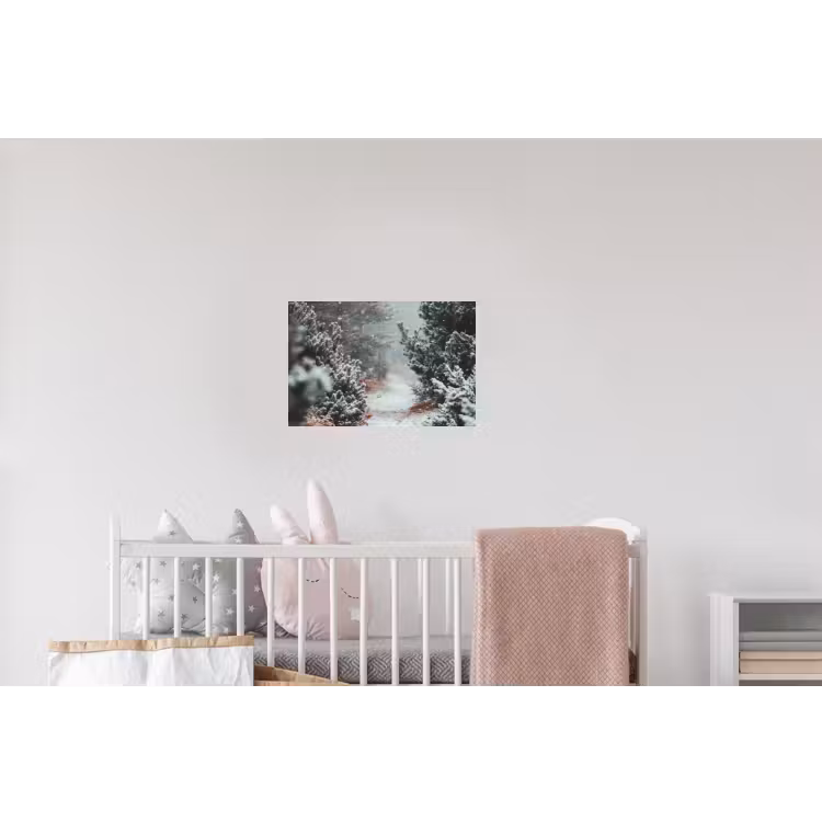 Bos - Winter - Bomen - Natuur - Pad - Sneeuw Muursticker klein -kinderkamer