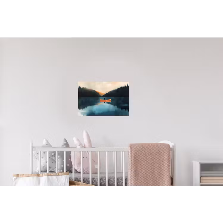 Bossen - Meer - Kano - Oranje Muursticker klein -kinderkamer