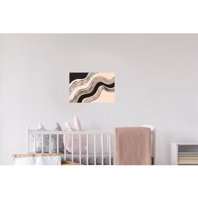 Golven - Zwart - Zandkleur Muursticker klein -kinderkamer