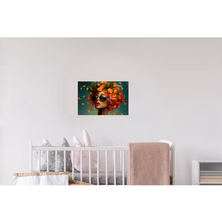 Vrouw - Sinaasappel - Bessen - Oranje Muursticker klein -kinderkamer