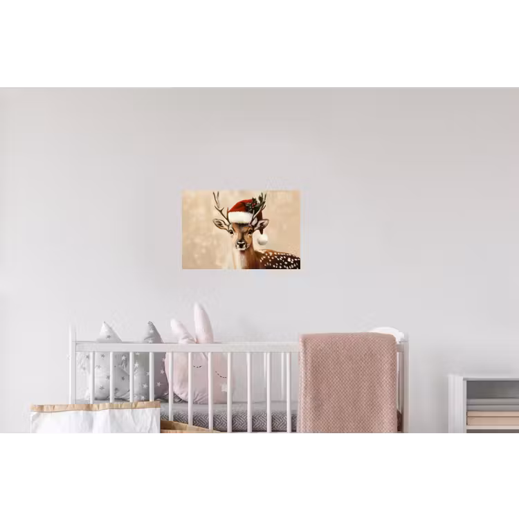 Kerst - Hert - Gewei - Rood Muursticker klein -kinderkamer