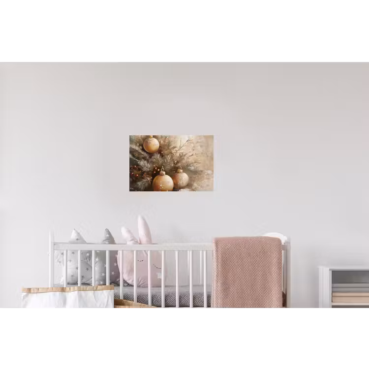 Kerst - Kerstballen - Beige - Goud Muursticker klein -kinderkamer