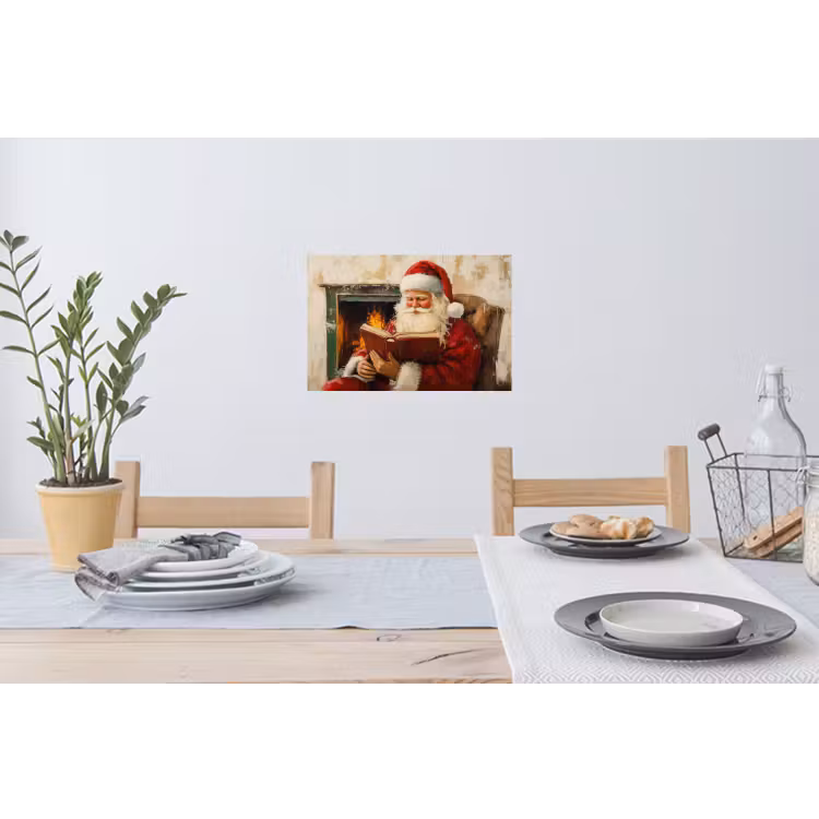 Kerst - Kerstman - Winter - Open Haard Muursticker klein -eettafel