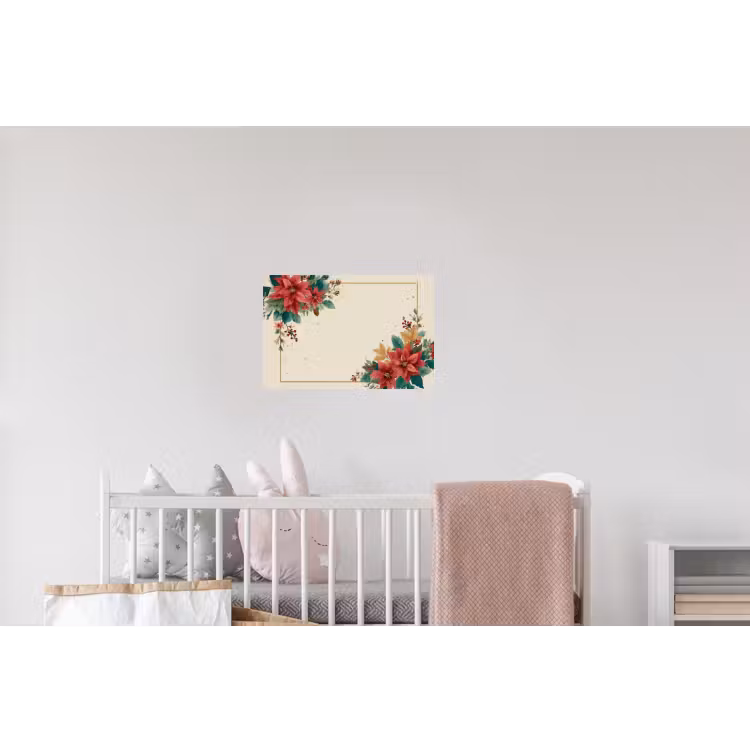 Kerst - Poinsettia - Omlijsting - Kleurrijk Muursticker klein -kinderkamer