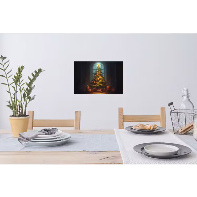 Kerstboom - Cadeau - Kerst - Winter Muursticker klein -eettafel