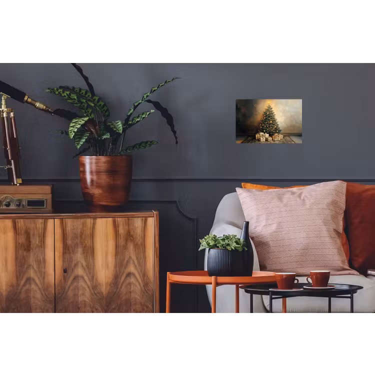 Kerstboom - Cadeaus - Goud Muursticker klein -kamerbank