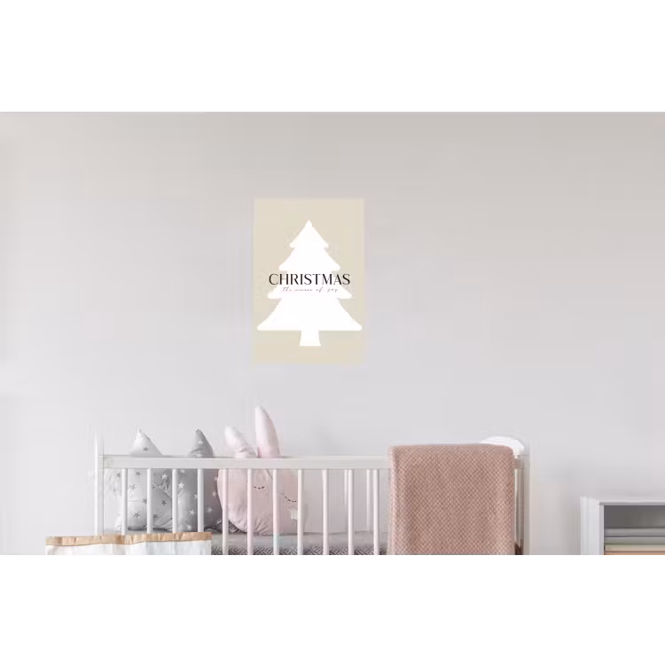 Kerstboom - Japandi - Christmas - Beige Muursticker klein -kinderkamer