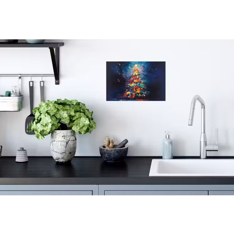 Kerstboom - Kerst - Abstract - Kleurrijk Muursticker klein -keuken
