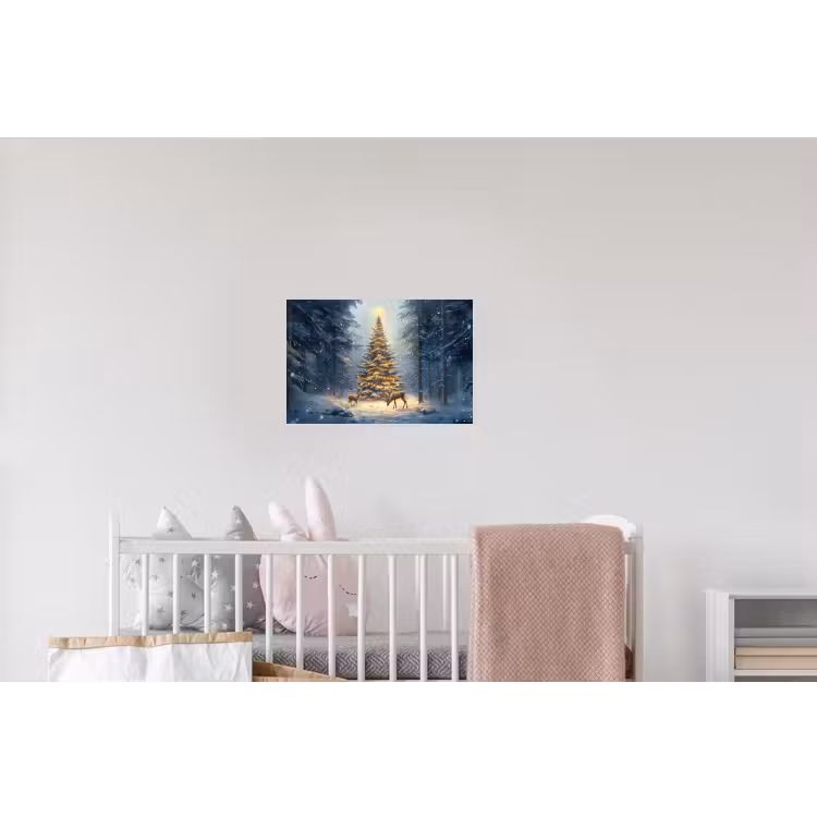 Kerstlicht - Woud - Hert - Donker Muursticker klein -kinderkamer