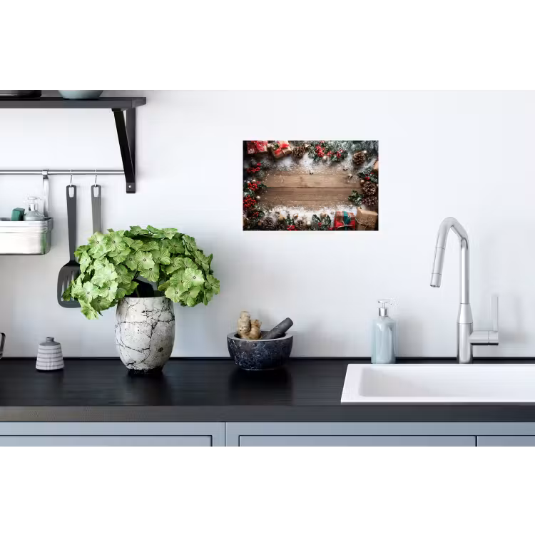 Kerstdecoratie - Geschenken - Hout - Veelkleurig Muursticker klein -keuken