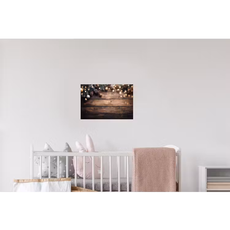Kerstdecoratie - Houten - Dennenappel - Bruin Muursticker klein -kinderkamer