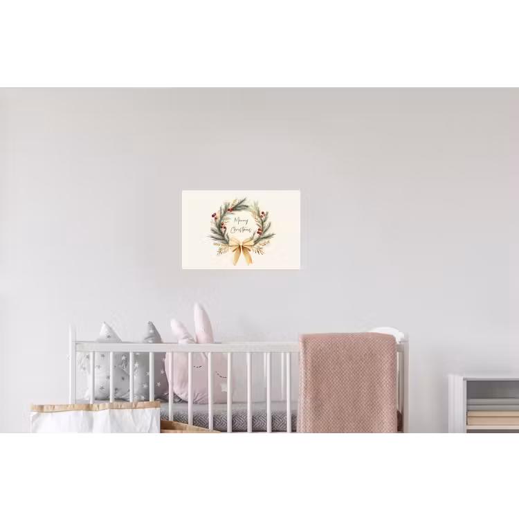 Kerstkrans - Kerst - Goud - Beige Muursticker klein -kinderkamer