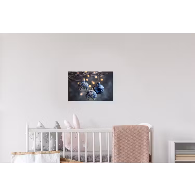 Kerstbal - Versierd - Blauw Muursticker klein -kinderkamer
