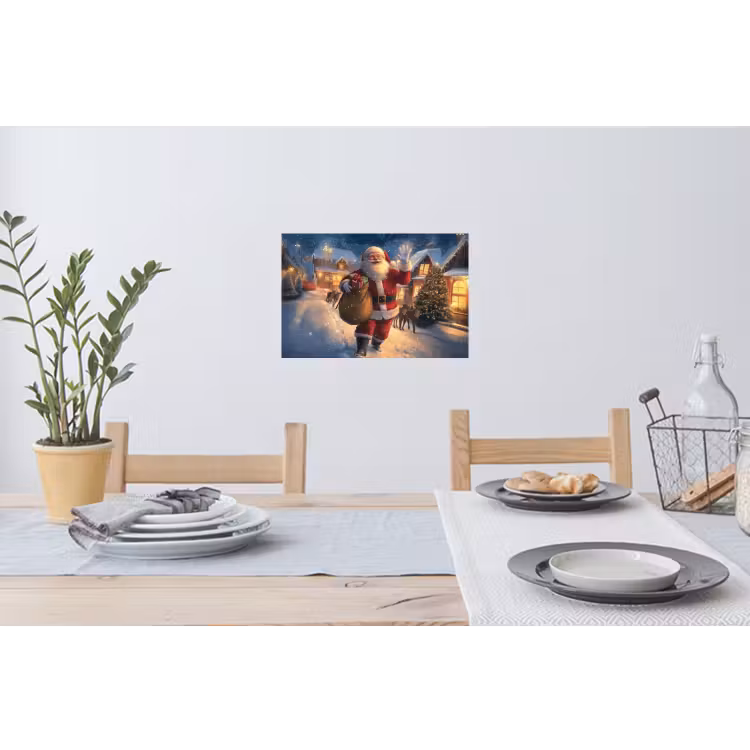 Kerstman - Dorp - Hert - Donker Muursticker klein -eettafel