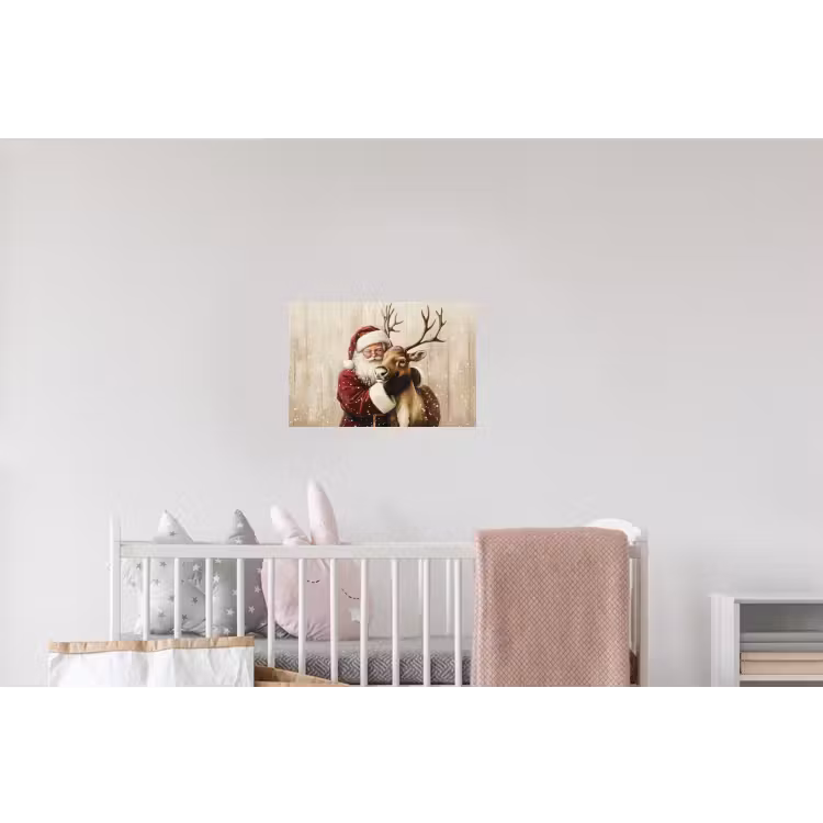 Kerstman - Rendier - Sneeuw - Kleurrijk Muursticker klein -kinderkamer