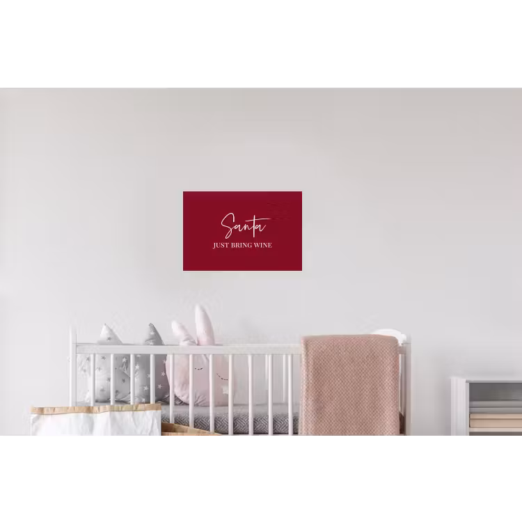 Santa - Wine - Rood - Kerst - Kerstman Muursticker klein -kinderkamer