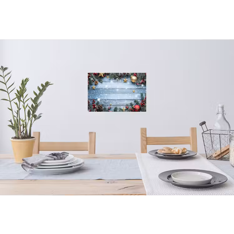 Kerstomlijsting - Sneeuw - Meerkleurig Muursticker klein -eettafel