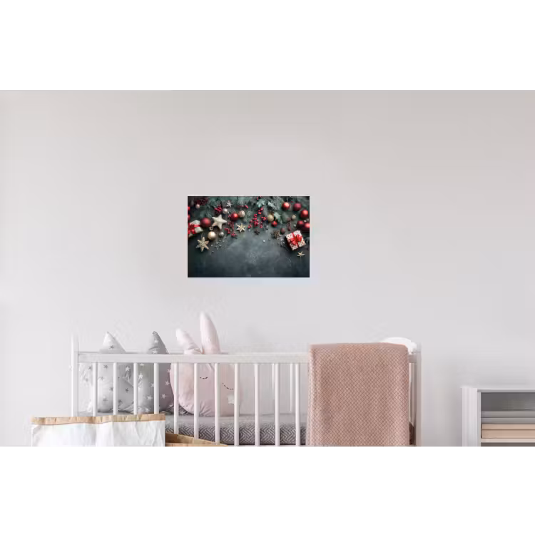 Kerstomlijsting - Hulst - Kleurrijk Muursticker klein -kinderkamer