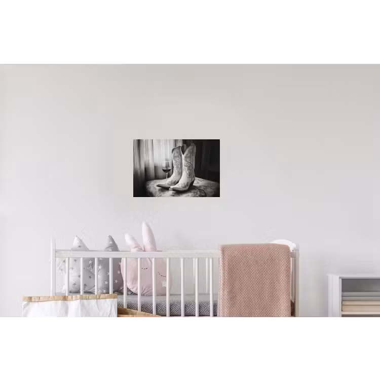 Wijn - Cowboylaarzen - Raamlicht - Wit Muursticker klein -kinderkamer