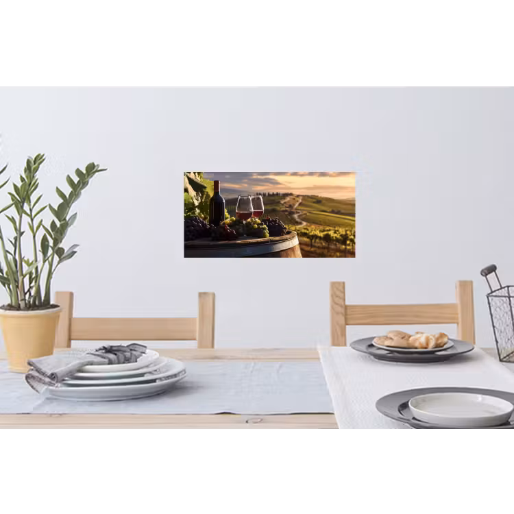 Wijn - Druiven - Heuvels - Landschap Muursticker klein -eettafel