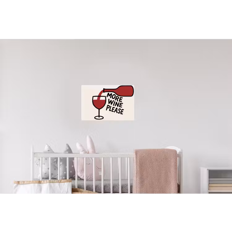 Wijnfles - Quote - Rood - Glas Muursticker klein -kinderkamer
