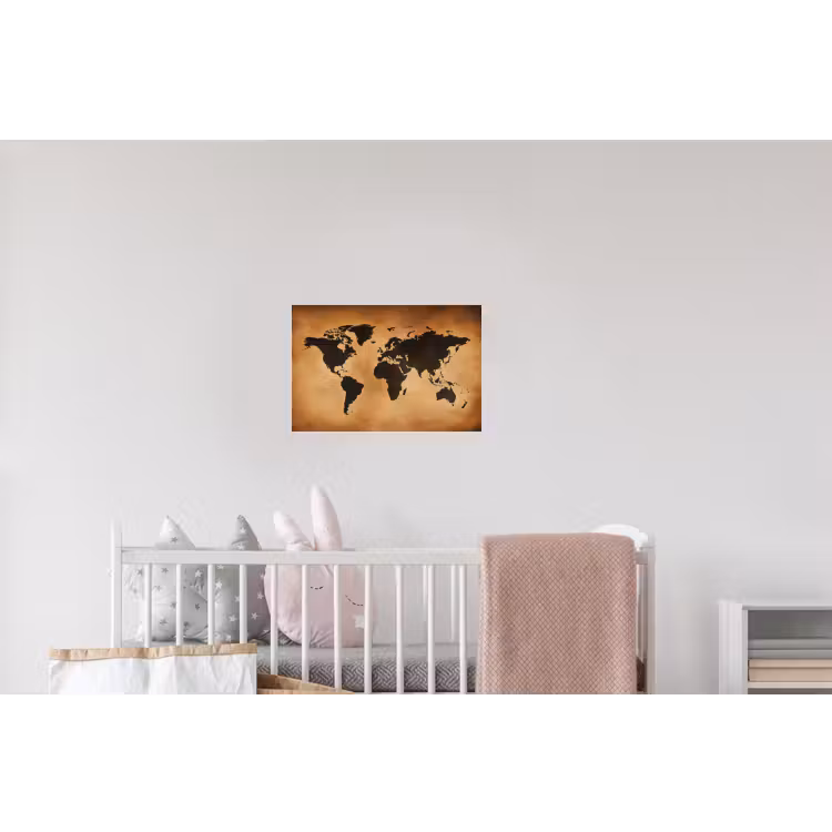 Wereldkaart - Bruin - Kaart Muursticker klein -kinderkamer