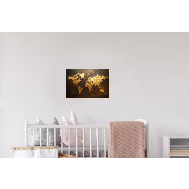 Wereldkaart - Goud - Roest Muursticker klein -kinderkamer