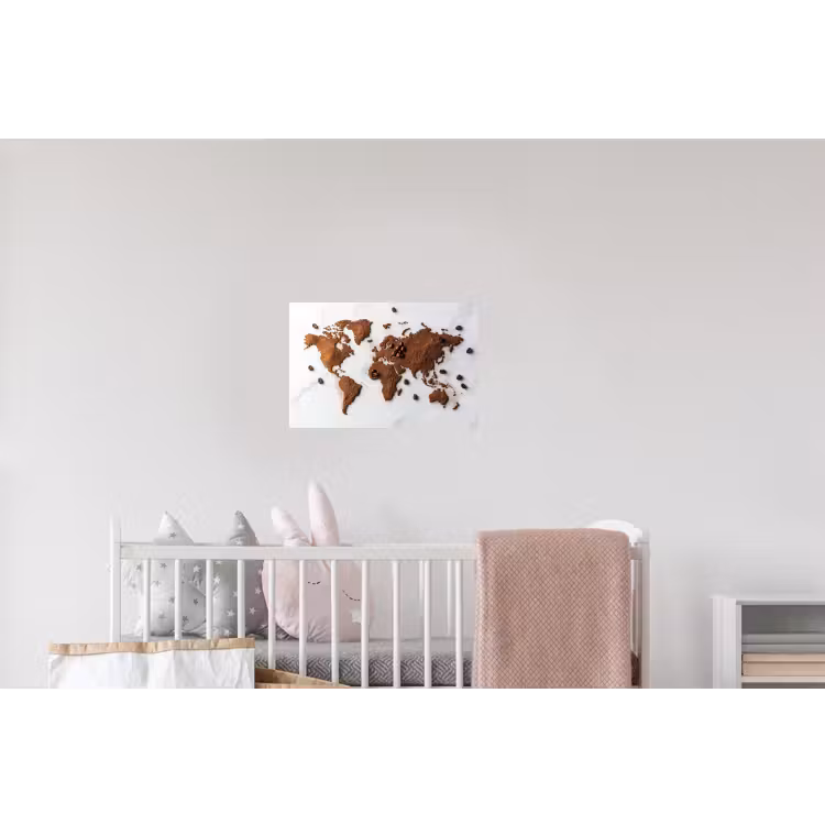 Wereldkaart - Koffie - Marmer Muursticker klein -kinderkamer