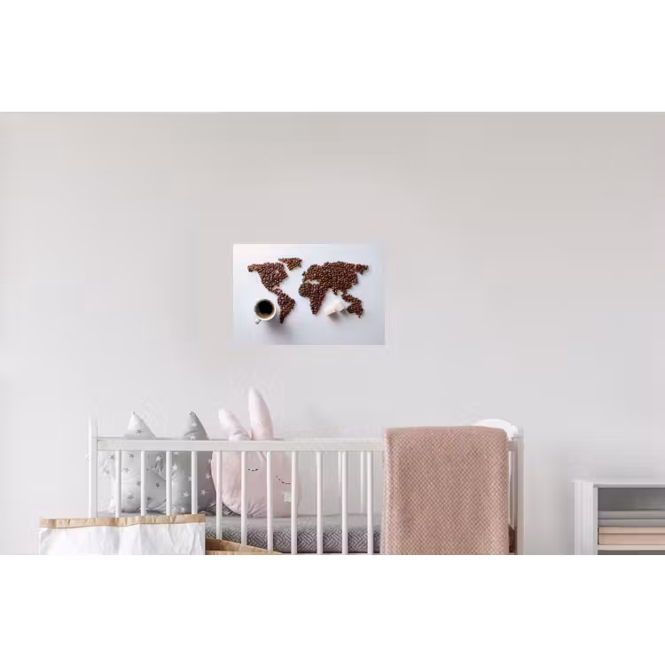 Wereldkaart - Koffiebonen - Suikerklontjes Muursticker klein -kinderkamer