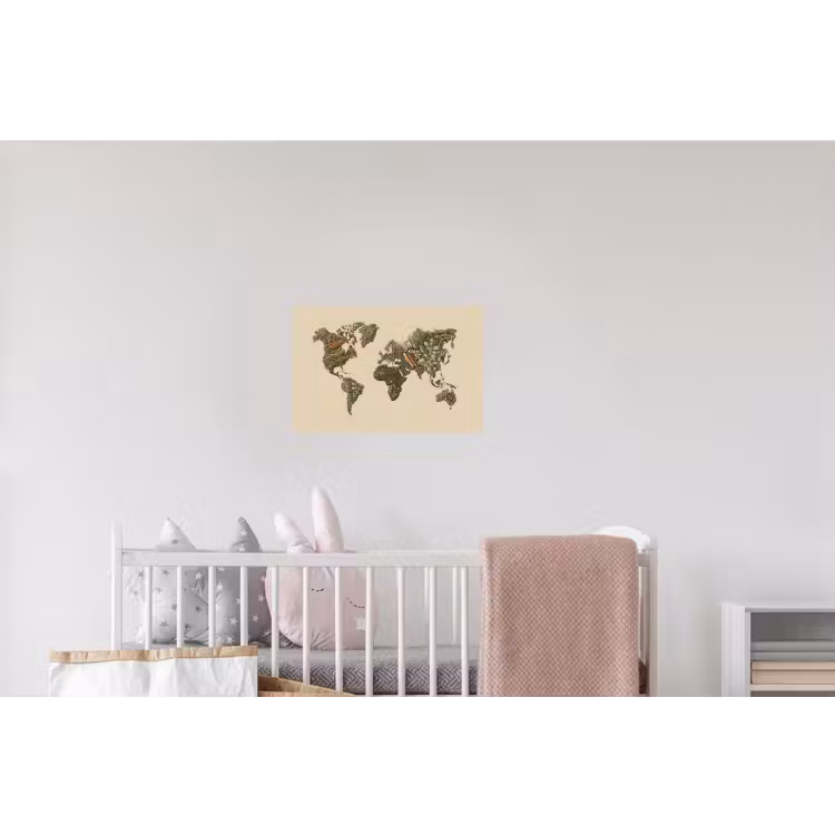 Wereldkaart - Kruiden - Kleurrijk Muursticker klein -kinderkamer