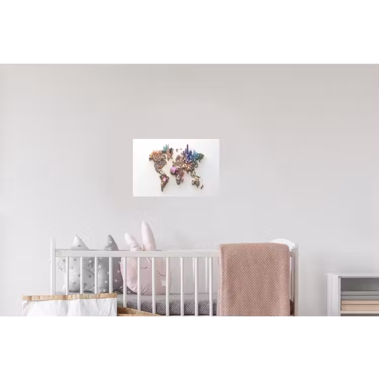 Wereldkaart - Kristallen - Unieke tinten Muursticker klein -kinderkamer