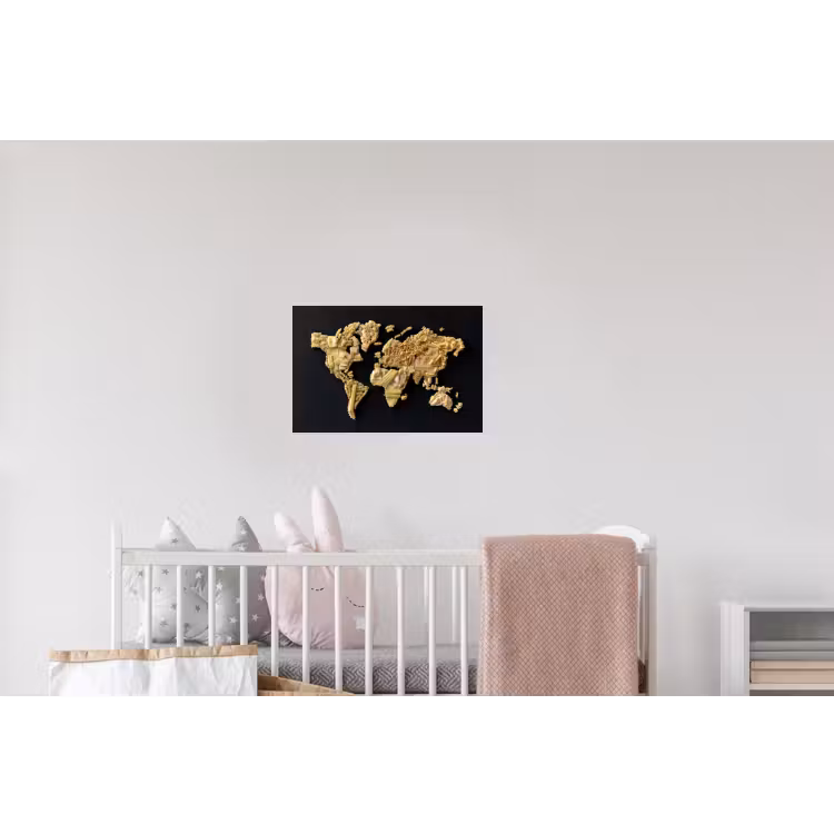 Wereldkaart - Pasta - Zwart Muursticker klein -kinderkamer