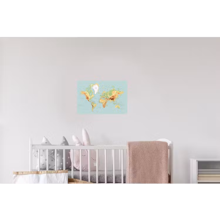 Wereldkaart - Realistisch - Blauw Muursticker klein -kinderkamer
