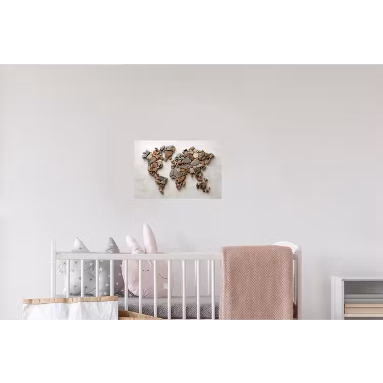 Wereldkaart - Stenen - Wit Muursticker klein -kinderkamer
