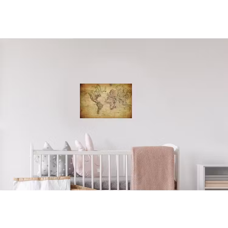 Wereldkaart - Vintage - Antiek - Bruin - Papier Muursticker klein -kinderkamer