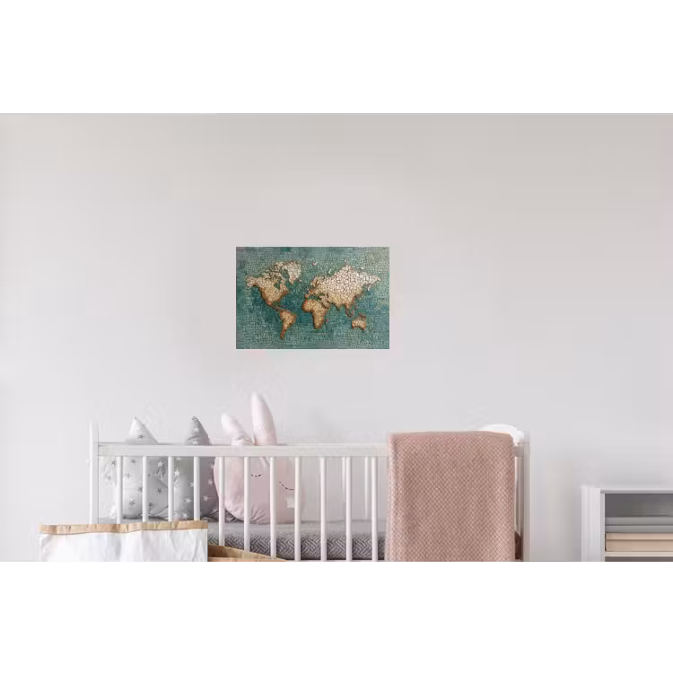 Wereldkaart - Gebroken tegels - Mozaïek Muursticker klein -kinderkamer