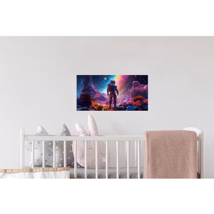 Ruimte - Astronaut - Neon - Sterren Muursticker klein -kinderkamer