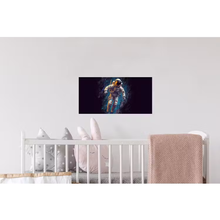 Ruimte - Neon - Astronaut - Sterren Muursticker klein -kinderkamer