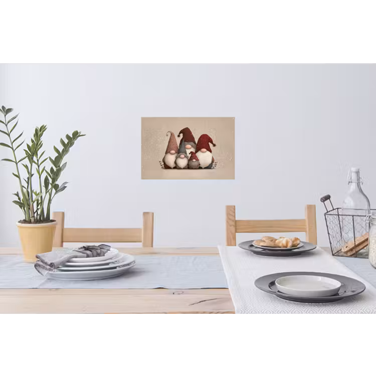 Kabouters - Kerst - Sneeuw - Puntmutsen Muursticker klein -eettafel