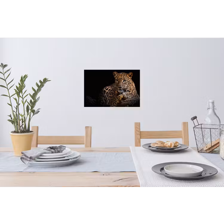 Wilde dieren - Panter - Portret - Zwart - Dieren Muursticker klein -eettafel