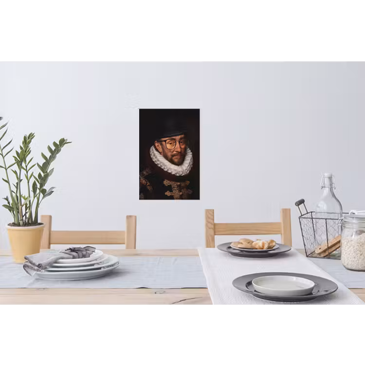 Willem van Oranje - Adriaen Thomasz - Bril Muursticker klein -eettafel
