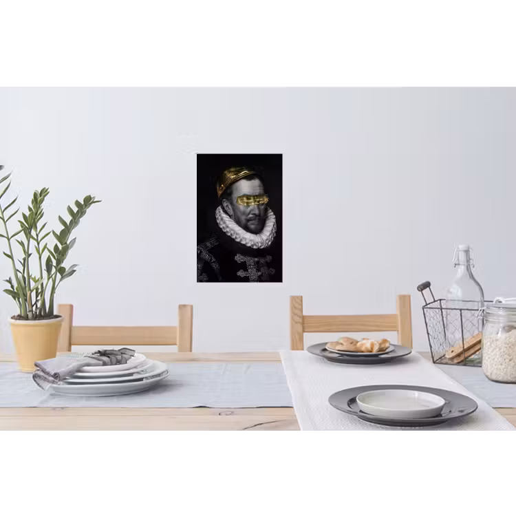 Willem van Oranje - Adriaen Thomasz - Zwart - Wit Muursticker klein -eettafel