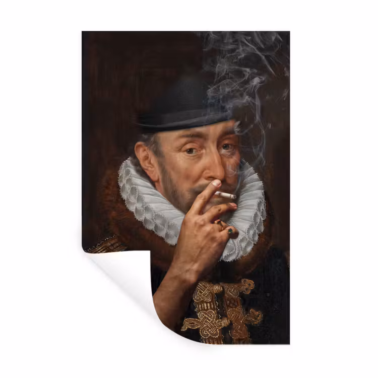 Willem van Oranje - Adriaen Thomasz - Sigaretten - Rook Muursticker klein -3d
