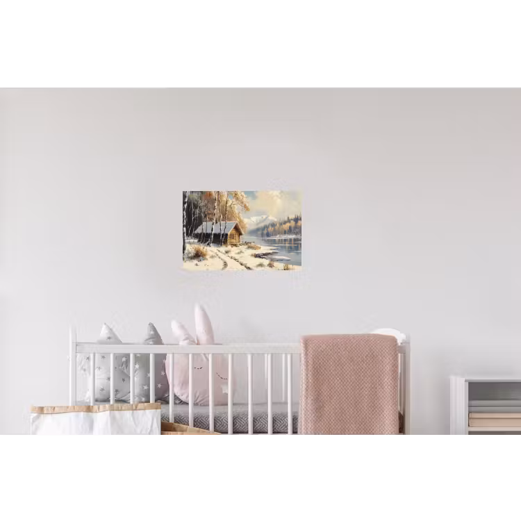 Winter - Sneeuw - Huis - Natuur Muursticker klein -kinderkamer