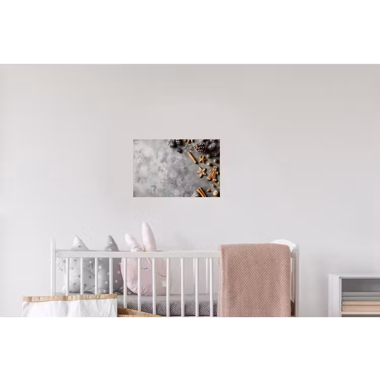 Winter - Kerst - Beton - Dennenappels Muursticker klein -kinderkamer