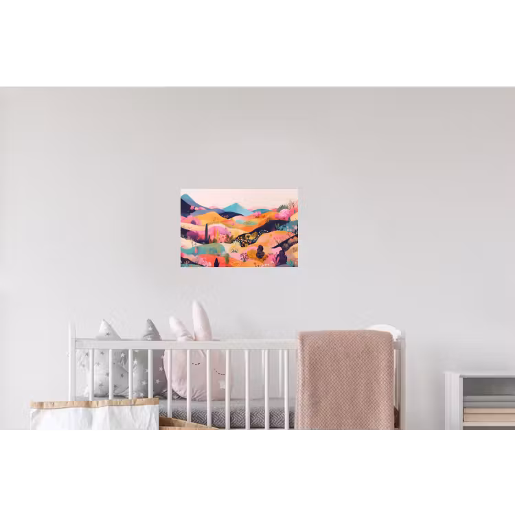 Golvende heuvels - Abstracte planten - Dromerig Muursticker klein -kinderkamer